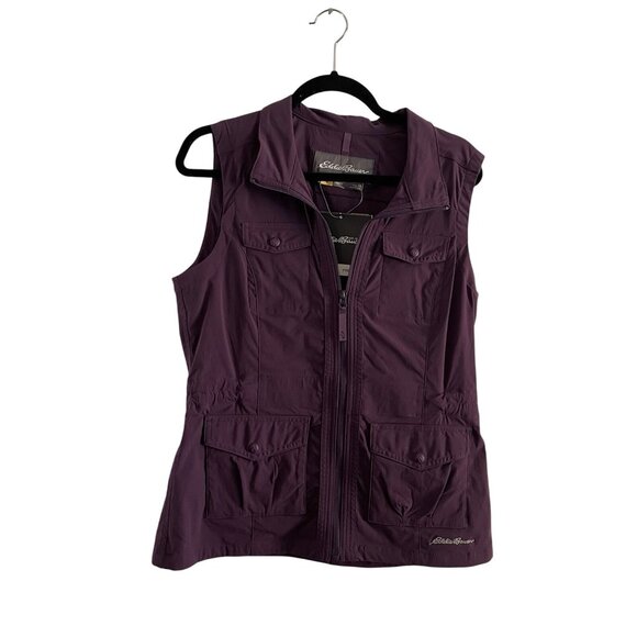 Eddie Bauer Women M Eggplant Outdoor Full Zip Utility Travex Atlas 2.0 Vest NWT - Picture 1 of 14